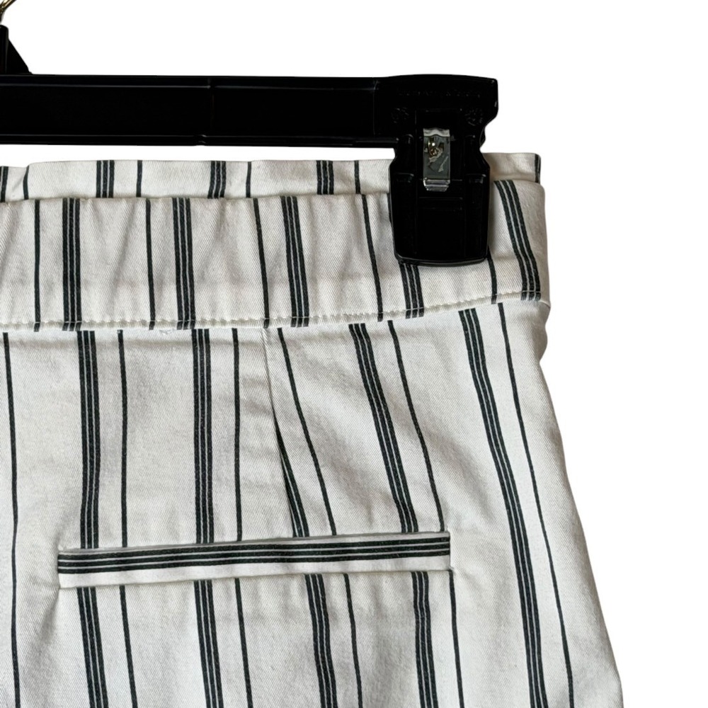 Zara Striped Paperbag Shorts‎ Women XS White Black Tie Waist Preppy Outdoor - Picture 3 of 8